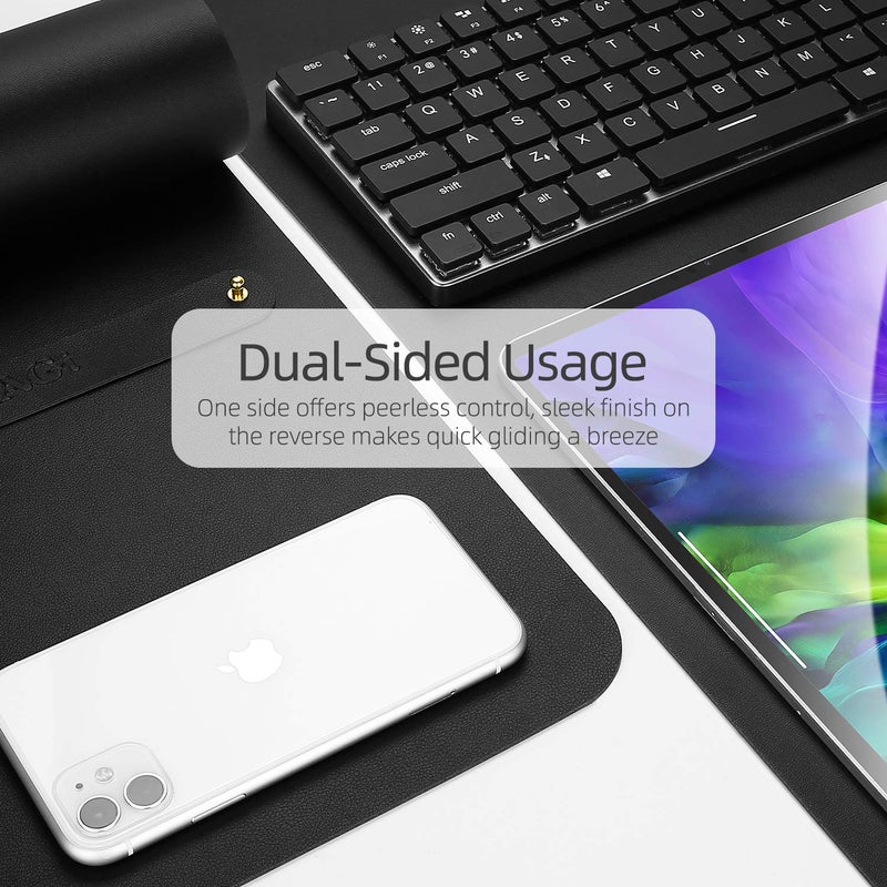 YSAGi Office Desk Pad, Desk Mat, 23.6" x 13.7" Ultra Thin Waterproof PU Leather Desk Blotter, Laptop Leather Desk Pad Protector for Keyboard and Mouse, Dual-Sided Desk Writing Pad for Office(Black) - Image 3
